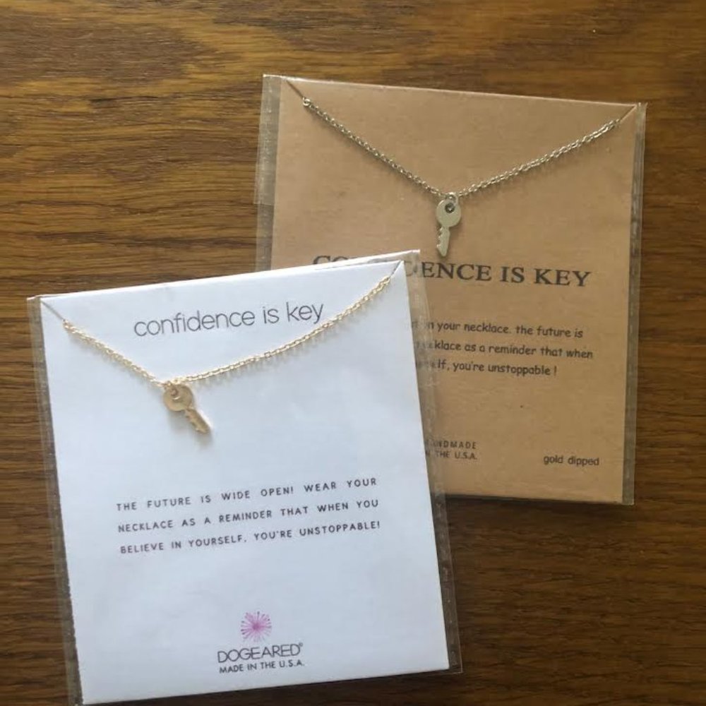 TWO Key necklace on giftable card